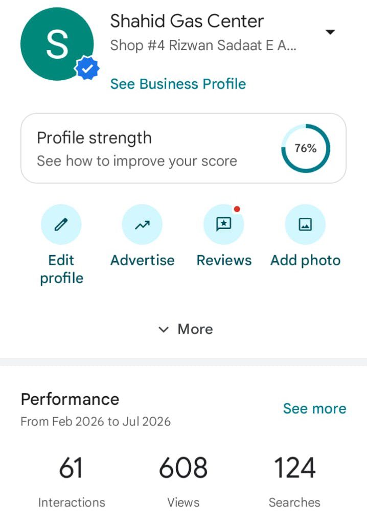 Shahid Gas Center Google Business Profile